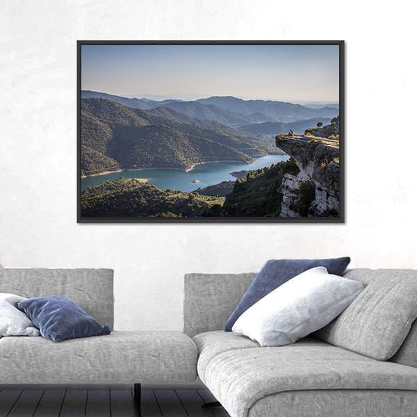 River Surrounded By Mountains Panoramic Canvas Wall Art-1 Piece-36" x 12"-Tiaracle