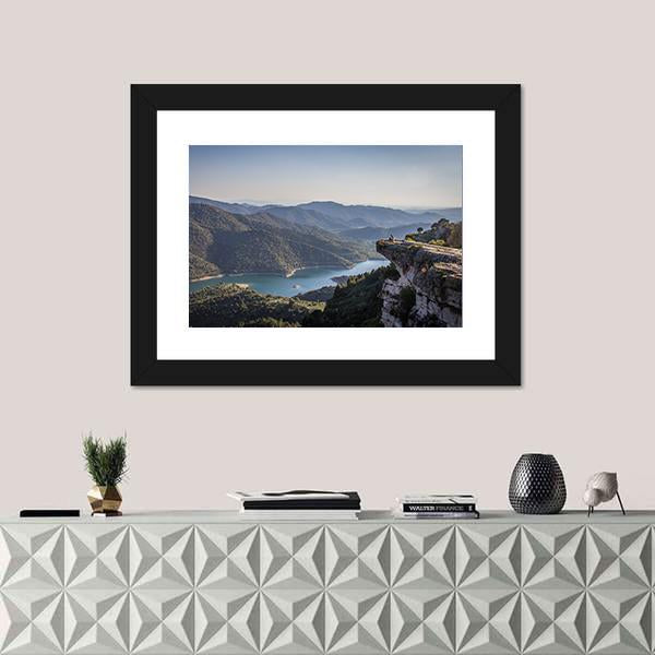 River Surrounded By Mountains Panoramic Canvas Wall Art-1 Piece-36" x 12"-Tiaracle