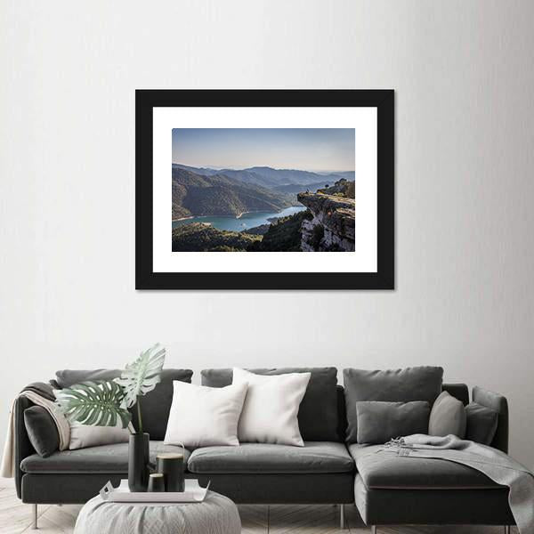 River Surrounded By Mountains Panoramic Canvas Wall Art-1 Piece-36" x 12"-Tiaracle