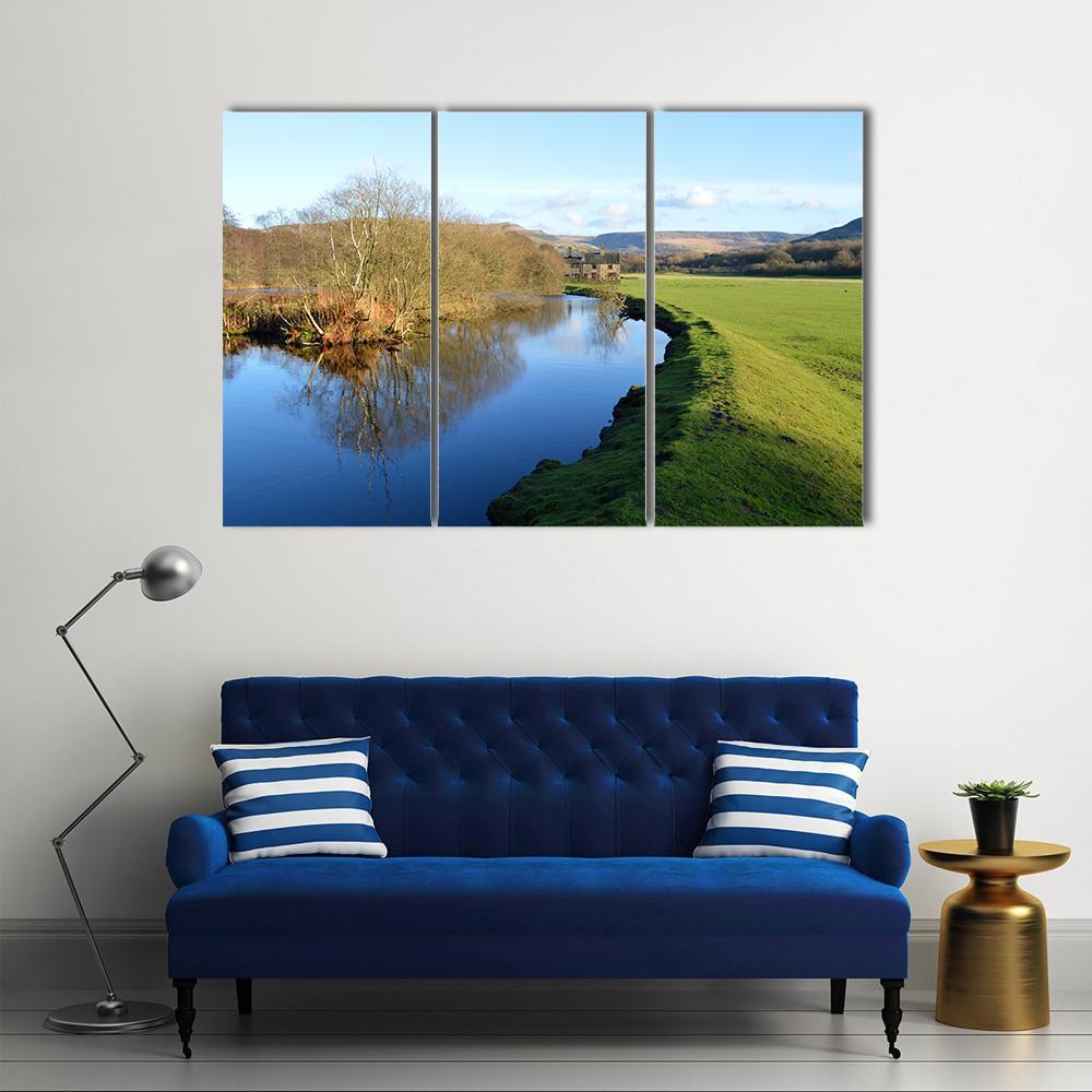 River Tame In Friezland Oldham Canvas Wall Art-3 Horizontal-Gallery Wrap-37" x 24"-Tiaracle