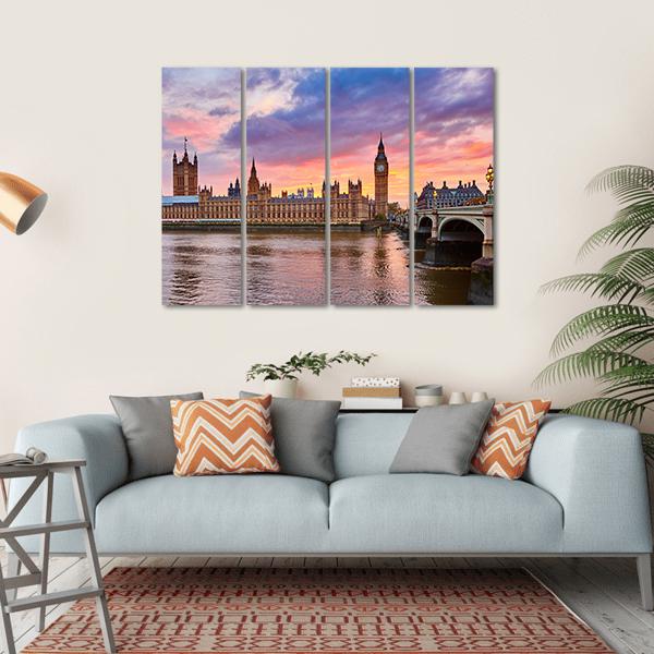 River Thames Canvas Wall Art-4 Horizontal-Gallery Wrap-34" x 24"-Tiaracle