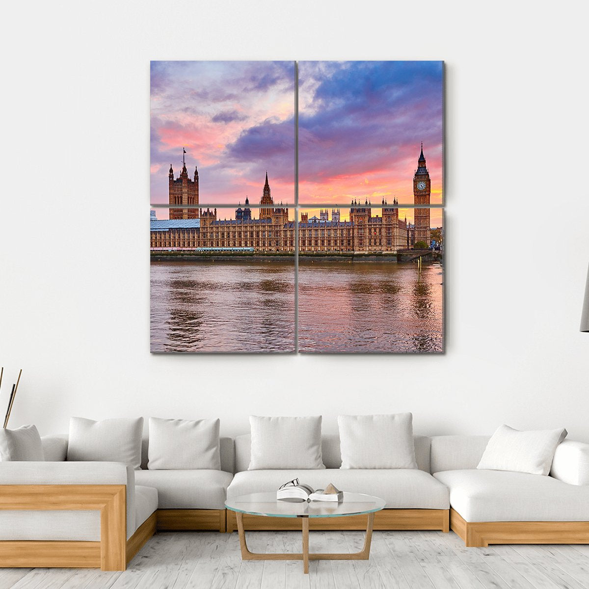 River Thames Canvas Wall Art-4 Square-Gallery Wrap-17" x 17"-Tiaracle