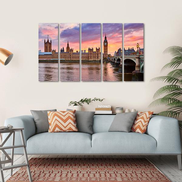 River Thames Canvas Wall Art-5 Horizontal-Gallery Wrap-22" x 12"-Tiaracle