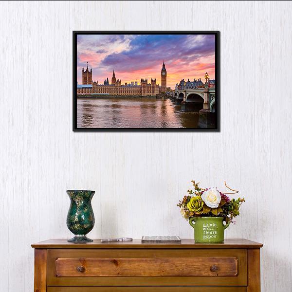 River Thames Canvas Wall Art-3 Horizontal-Gallery Wrap-25" x 16"-Tiaracle