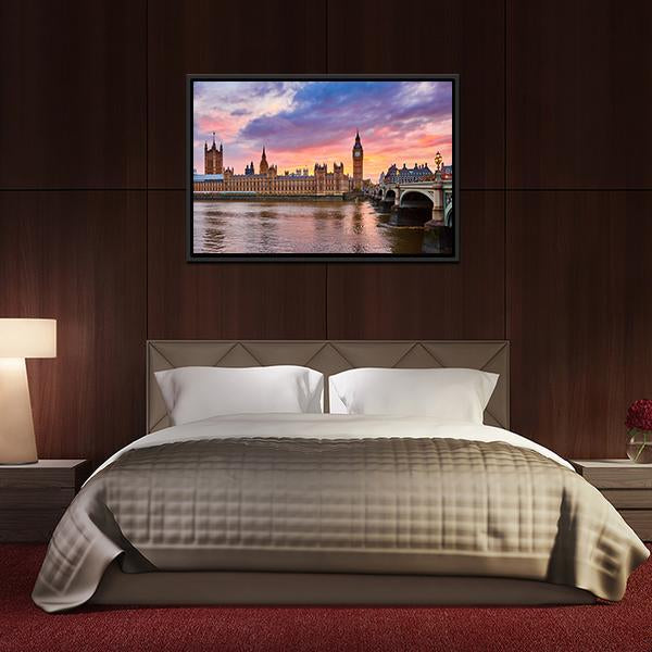 River Thames Canvas Wall Art-3 Horizontal-Gallery Wrap-25" x 16"-Tiaracle