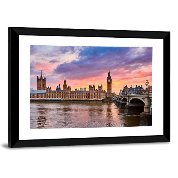 River Thames Canvas Wall Art-3 Horizontal-Gallery Wrap-25" x 16"-Tiaracle