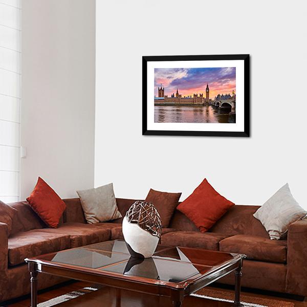 River Thames Canvas Wall Art-3 Horizontal-Gallery Wrap-25" x 16"-Tiaracle