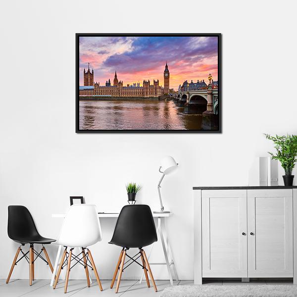 River Thames Panoramic Canvas Wall Art-1 Piece-36" x 12"-Tiaracle