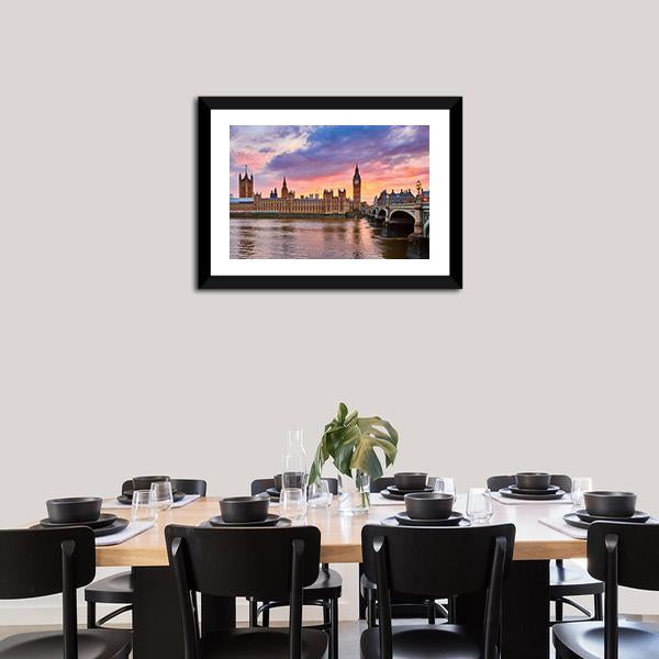 River Thames Panoramic Canvas Wall Art-1 Piece-36" x 12"-Tiaracle