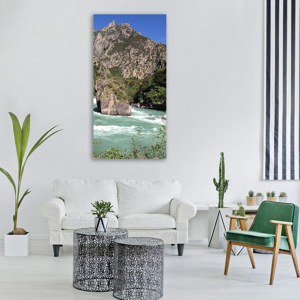 River Under Mountains Vertical Canvas Wall Art-3 Vertical-Gallery Wrap-12" x 25"-Tiaracle