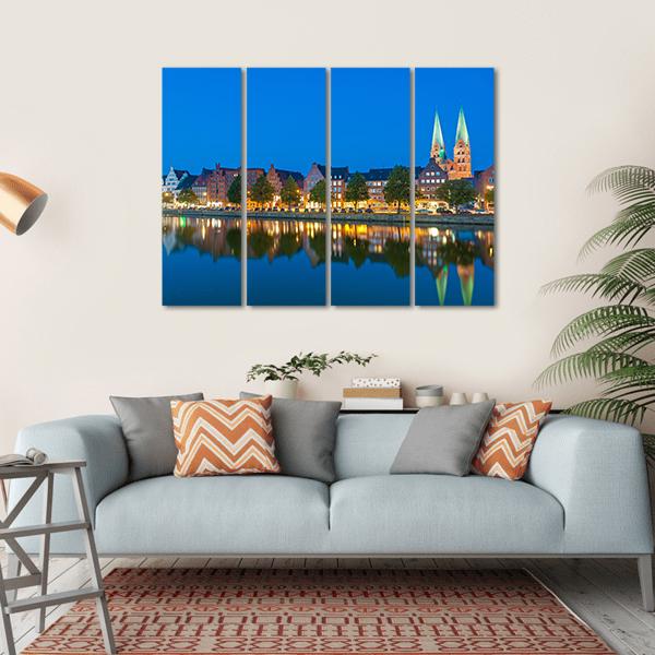River Untertrave With Church Canvas Wall Art-4 Horizontal-Gallery Wrap-34" x 24"-Tiaracle