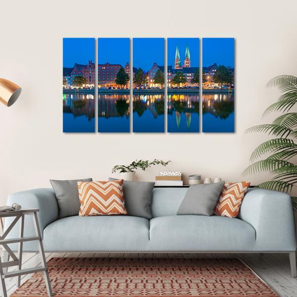 River Untertrave With Church Canvas Wall Art-5 Horizontal-Gallery Wrap-22" x 12"-Tiaracle