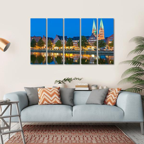 River Untertrave With Church Canvas Wall Art-5 Horizontal-Gallery Wrap-22" x 12"-Tiaracle