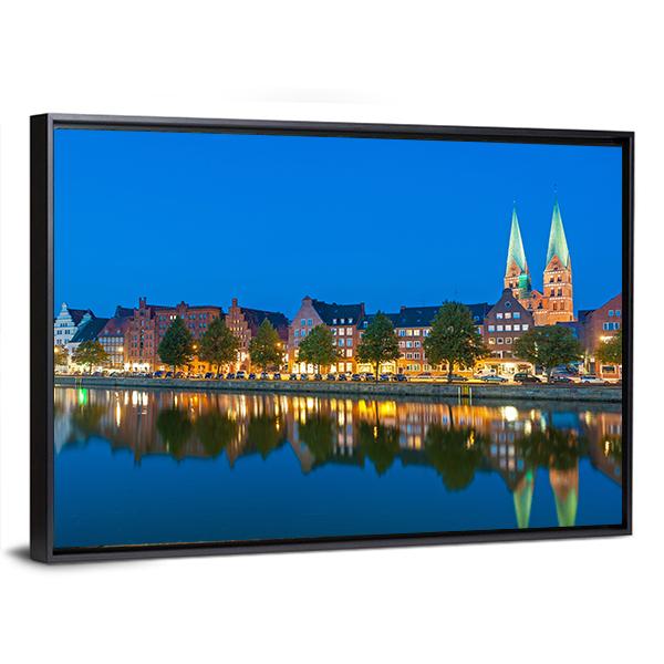 River Untertrave With Church Canvas Wall Art-3 Horizontal-Gallery Wrap-25" x 16"-Tiaracle