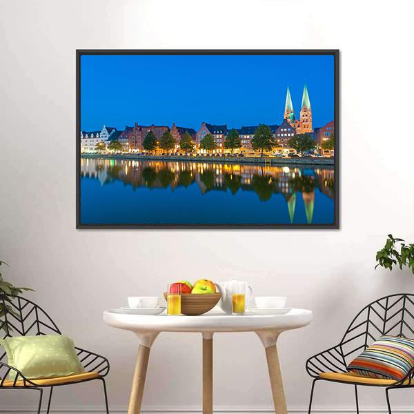 River Untertrave With Church Canvas Wall Art-3 Horizontal-Gallery Wrap-25" x 16"-Tiaracle