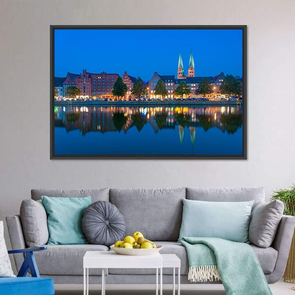 River Untertrave With Church Canvas Wall Art-5 Horizontal-Gallery Wrap-22" x 12"-Tiaracle