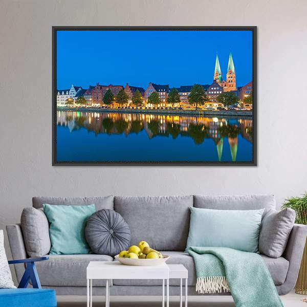 River Untertrave With Church Canvas Wall Art-3 Horizontal-Gallery Wrap-25" x 16"-Tiaracle