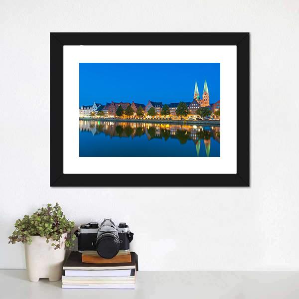 River Untertrave With Church Canvas Wall Art-1 Piece-Framed Print-20" x 16"-Tiaracle