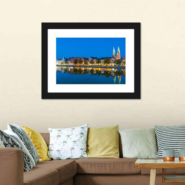 River Untertrave With Church Canvas Wall Art-3 Horizontal-Gallery Wrap-25" x 16"-Tiaracle