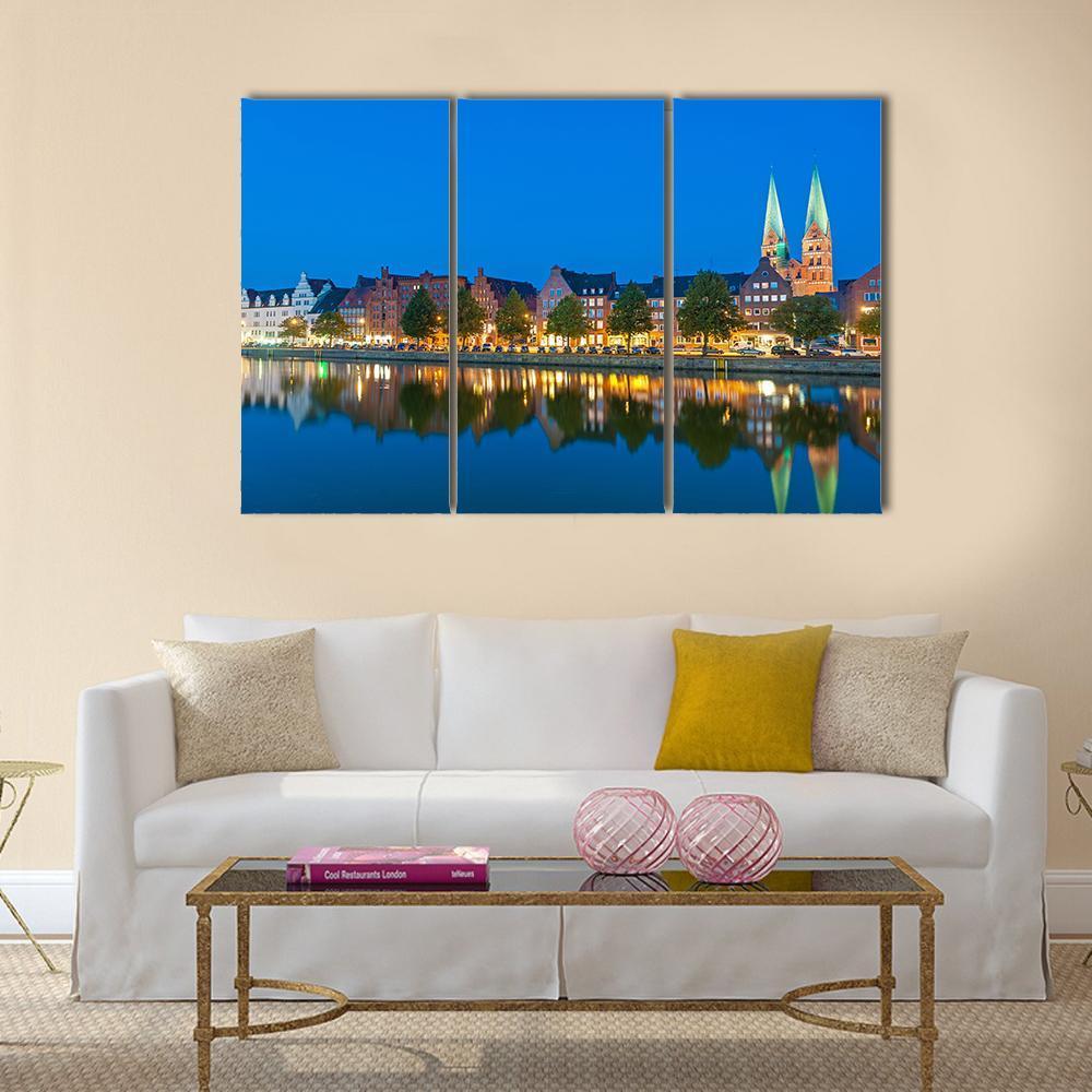 River Untertrave With Church Canvas Wall Art-3 Horizontal-Gallery Wrap-37" x 24"-Tiaracle