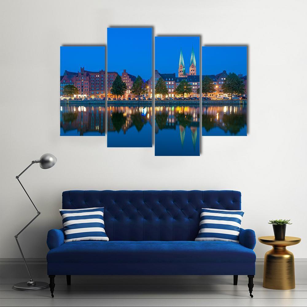River Untertrave With Church Canvas Wall Art-4 Pop-Gallery Wrap-50" x 32"-Tiaracle