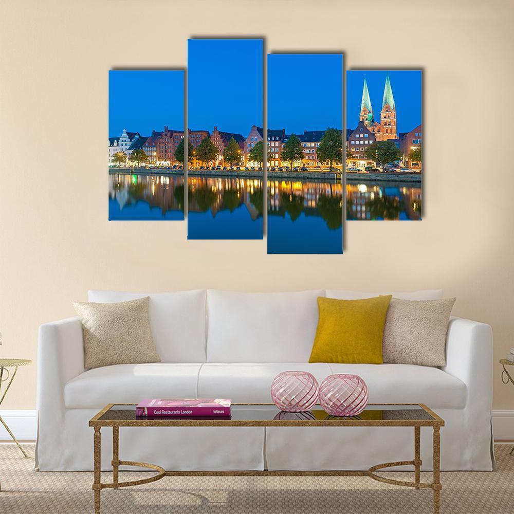 River Untertrave With Church Canvas Wall Art-4 Pop-Gallery Wrap-50" x 32"-Tiaracle