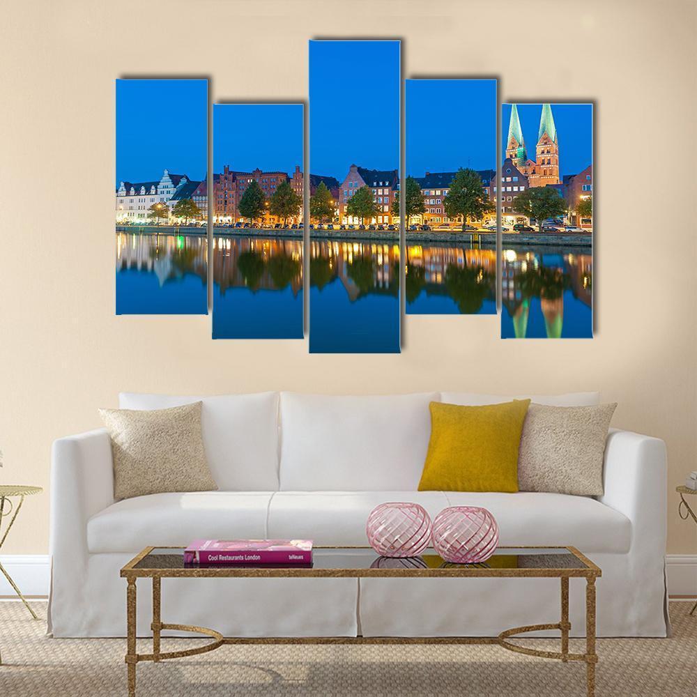 River Untertrave With Church Canvas Wall Art-5 Pop-Gallery Wrap-47" x 32"-Tiaracle