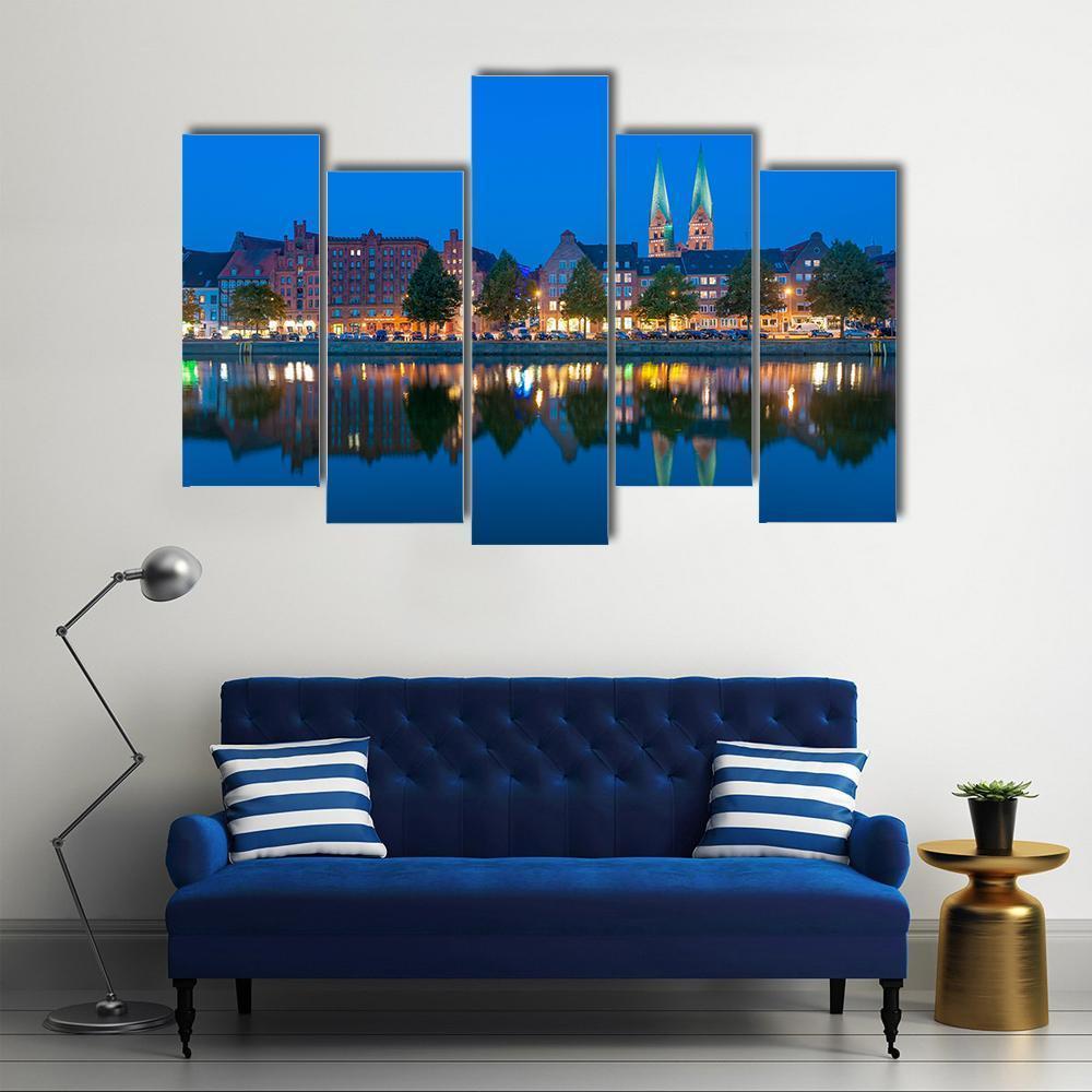 River Untertrave With Church Canvas Wall Art-5 Pop-Gallery Wrap-47" x 32"-Tiaracle