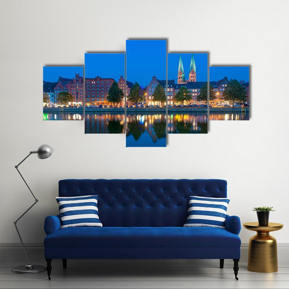 River Untertrave With Church Canvas Wall Art-5 Pop-Gallery Wrap-47" x 32"-Tiaracle