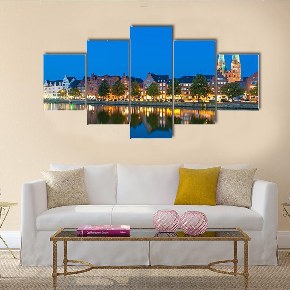River Untertrave With Church Canvas Wall Art-5 Star-Gallery Wrap-62" x 32"-Tiaracle