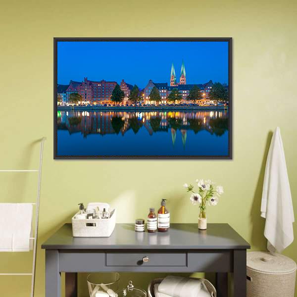 River Untertrave With Church Canvas Wall Art-3 Horizontal-Gallery Wrap-25" x 16"-Tiaracle