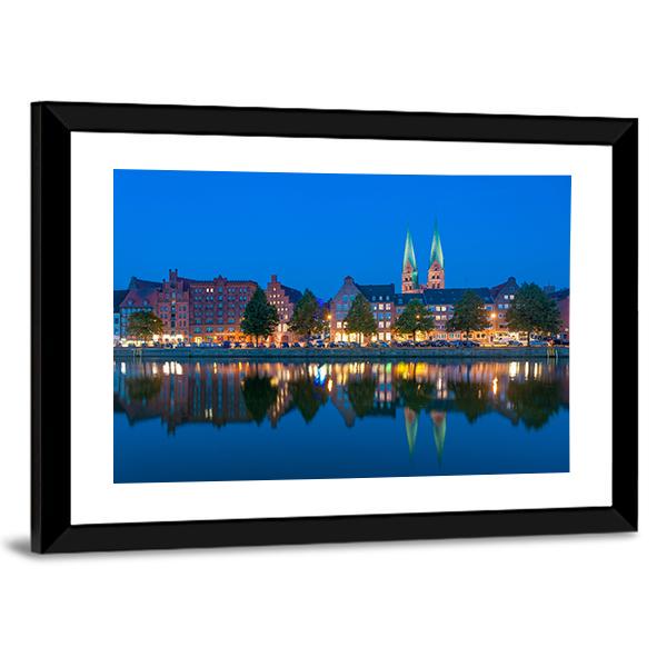 River Untertrave With Church Canvas Wall Art-3 Horizontal-Gallery Wrap-25" x 16"-Tiaracle