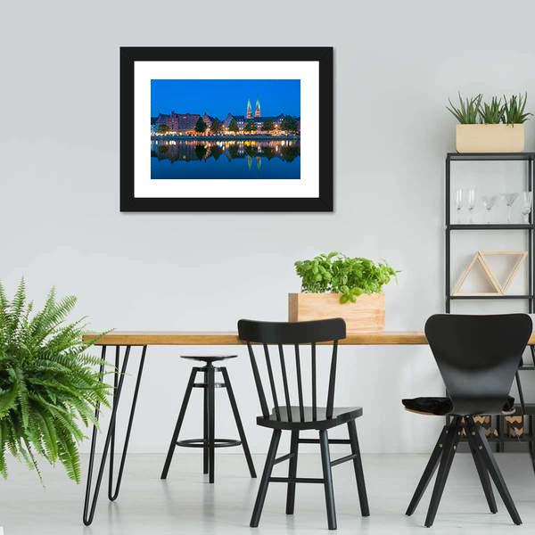 River Untertrave With Church Canvas Wall Art-3 Horizontal-Gallery Wrap-25" x 16"-Tiaracle