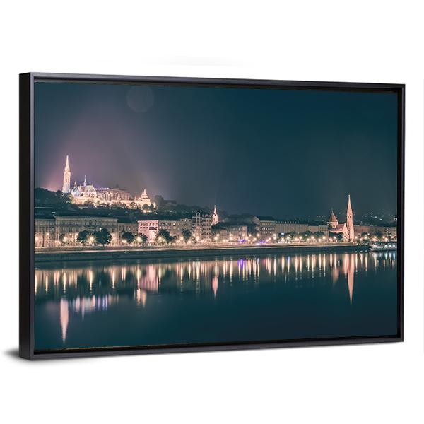 River View Of Budapest Canvas Wall Art-3 Horizontal-Gallery Wrap-25" x 16"-Tiaracle