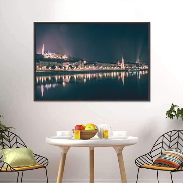 River View Of Budapest Canvas Wall Art-3 Horizontal-Gallery Wrap-25" x 16"-Tiaracle