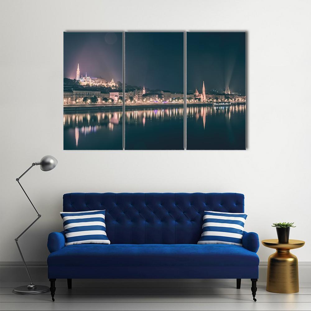 River View Of Budapest Canvas Wall Art-3 Horizontal-Gallery Wrap-37" x 24"-Tiaracle