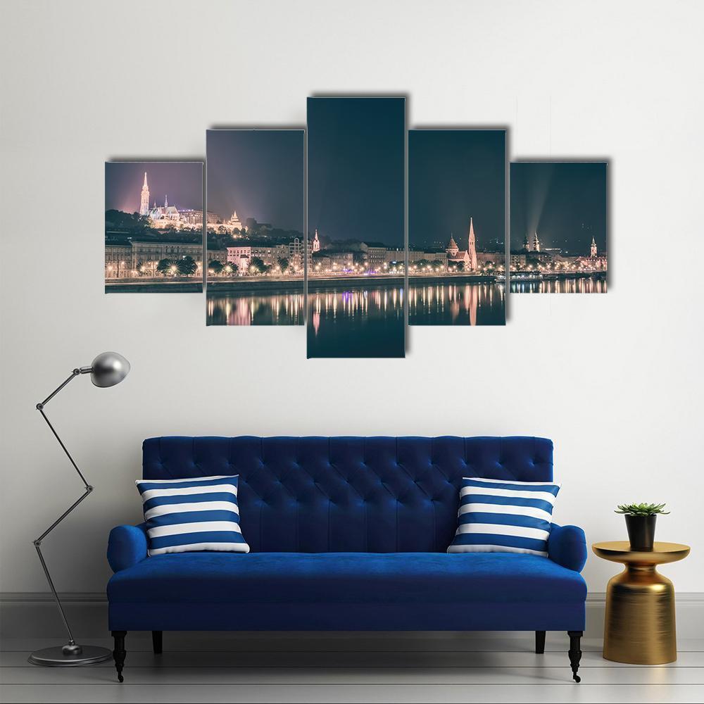 River View Of Budapest Canvas Wall Art-5 Star-Gallery Wrap-62" x 32"-Tiaracle
