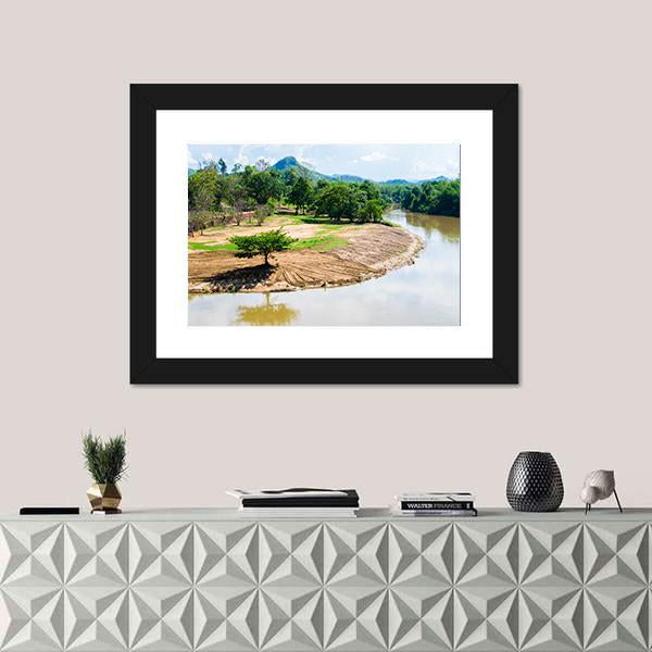 River View With Beautiful Mountains Canvas Wall Art-1 Piece-Framed Print-20" x 16"-Tiaracle