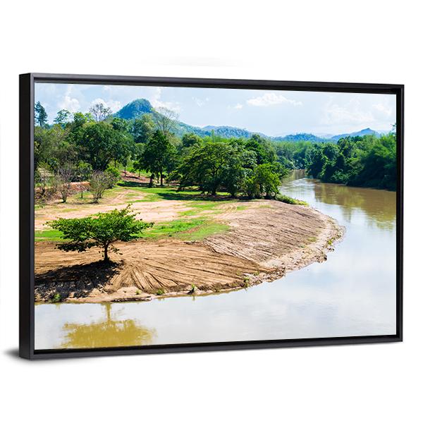 River View With Beautiful Mountains Canvas Wall Art-3 Horizontal-Gallery Wrap-25" x 16"-Tiaracle