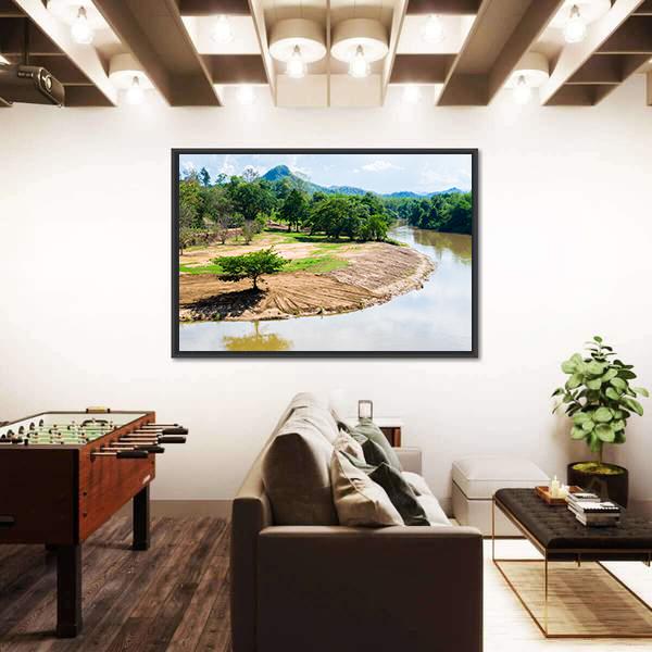 River View With Beautiful Mountains Canvas Wall Art-3 Horizontal-Gallery Wrap-25" x 16"-Tiaracle