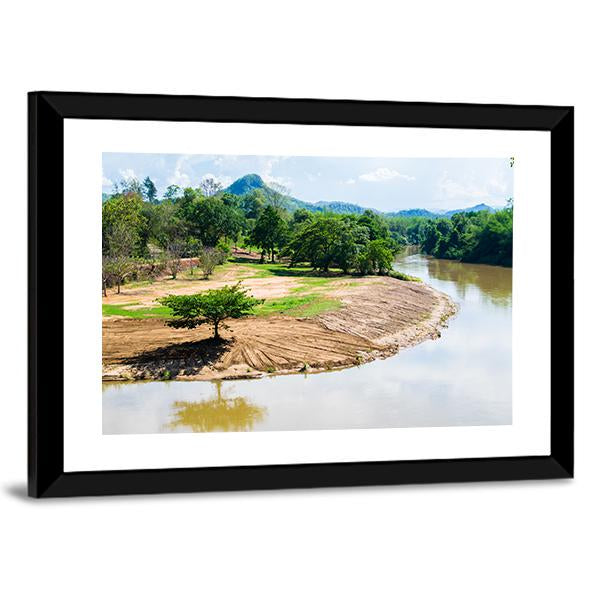 River View With Beautiful Mountains Canvas Wall Art-3 Horizontal-Gallery Wrap-25" x 16"-Tiaracle