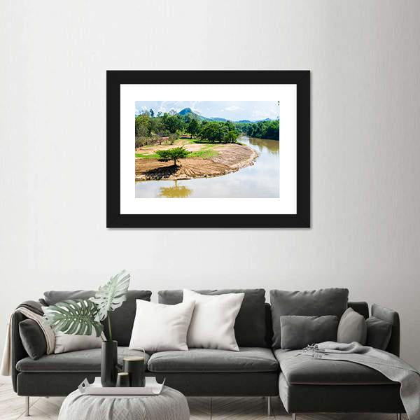 River View With Beautiful Mountains Canvas Wall Art-3 Horizontal-Gallery Wrap-25" x 16"-Tiaracle