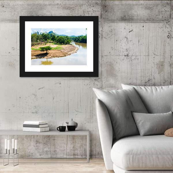 River View With Beautiful Mountains Canvas Wall Art-3 Horizontal-Gallery Wrap-25" x 16"-Tiaracle