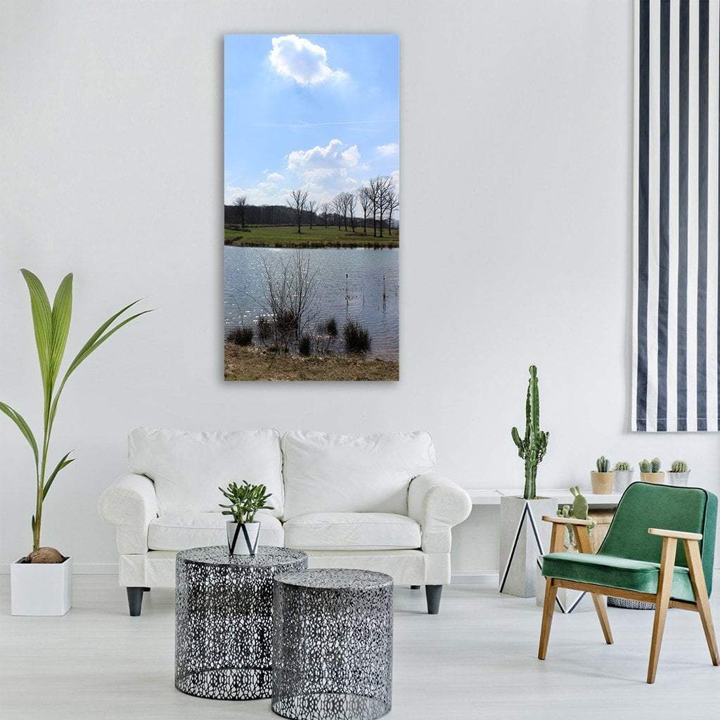 River With Fields In Germany Vertical Canvas Wall Art-3 Vertical-Gallery Wrap-12" x 25"-Tiaracle