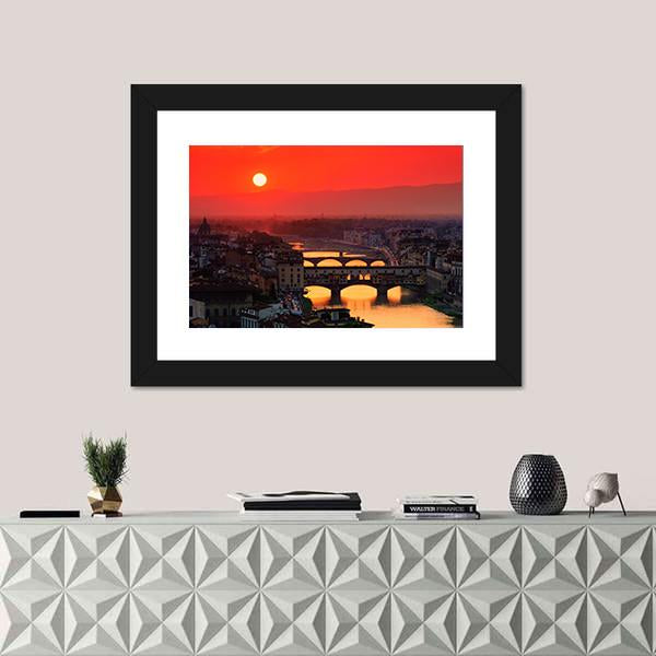 River With Florence Bridge Canvas Wall Art-1 Piece-Framed Print-20" x 16"-Tiaracle