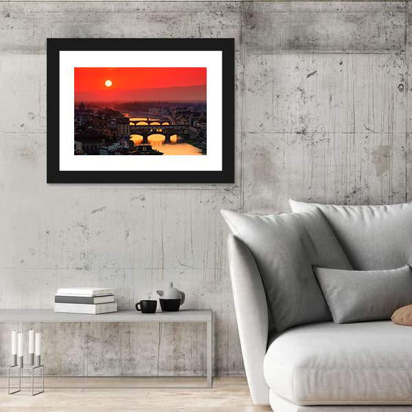 River With Florence Bridge Canvas Wall Art-3 Horizontal-Gallery Wrap-25" x 16"-Tiaracle