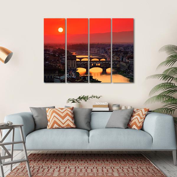 River With Florence Bridge Canvas Wall Art-4 Horizontal-Gallery Wrap-34" x 24"-Tiaracle