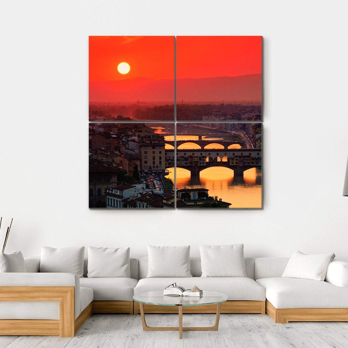 River With Florence Bridge Canvas Wall Art-4 Square-Gallery Wrap-17" x 17"-Tiaracle