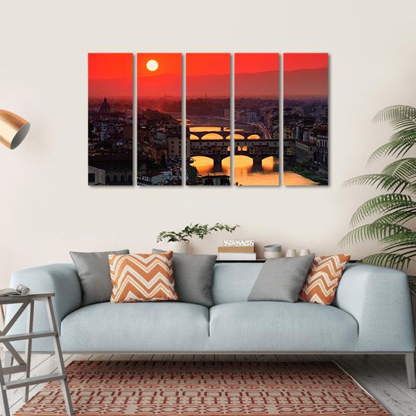 River With Florence Bridge Canvas Wall Art-5 Horizontal-Gallery Wrap-22" x 12"-Tiaracle
