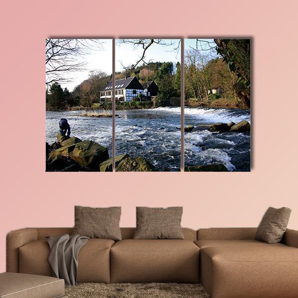 River Wupper In North Rhine Germany Canvas Wall Art-3 Horizontal-Gallery Wrap-25" x 16"-Tiaracle